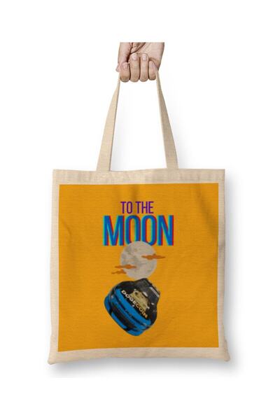 dekado حقيبة قماش TO THE MOON DOGECAR Dogecoin Crypto Logo Merch ذات مقبض طويل