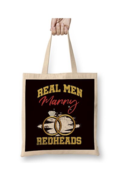 Generic Brand Real Men Marry Redheads Wedding Groom Bride Ginger Wife Tote Ba...