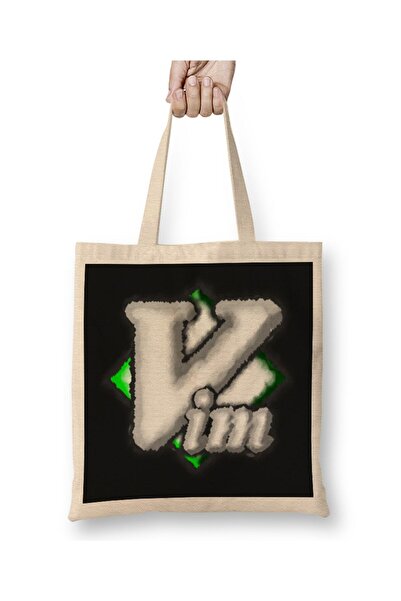 dekado حقيبة قماش Vim Ascii Art Tasse بمقبض طويل