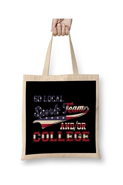 dekado Go Local Sports Team Or College USA Flag Patriotic Tote Bag Long Handle