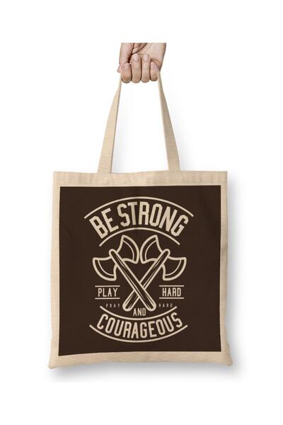 Generic Brand حقيبة قماش ذات اقتباس تحفيزي من Be Strong and Courageous بمقبض ...