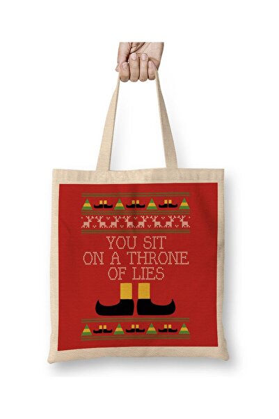 dekado Throne Of Lies Elf Quote Christmas Knit Tote Bag Long Handle