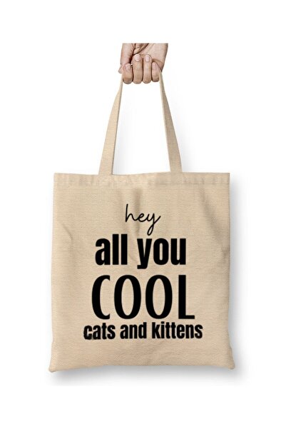 dekado Hey All You Cool Cats And Kittens Cloth Bag Long Handle