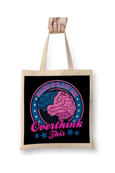 dekado حقيبة قماش مضحكة Hang On Let Me Overthink This Thinking Pun ذات مقبض طويل