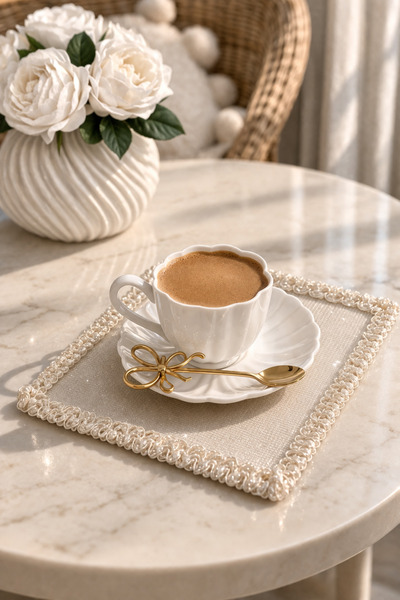 Ases Design Kabartmalı Kenar Detaylı Işıltılı Dekoratif Sunum Peçetesi