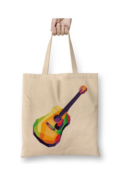 dekado Colorful Guitar in Vector Wpap Pop Cloth Bag Long Handle
