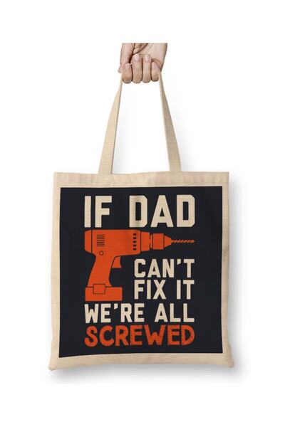 dekado حقيبة قماش مقبض طويل من Fathers Day Fix It Dad Or We're Screwed