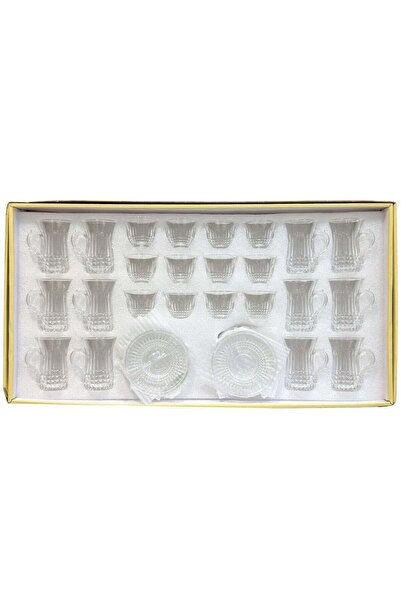 ALQANNAS 36-Piece Set of Crystal Tea Glasses, Coffee Cups, and Saucers | High...