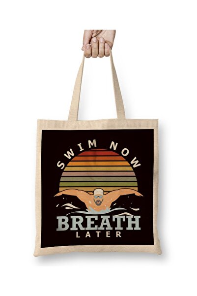dekado Swim Now Breath Later Swimmer Athlete Swimming Indoor Pool Tote Bag Lo...