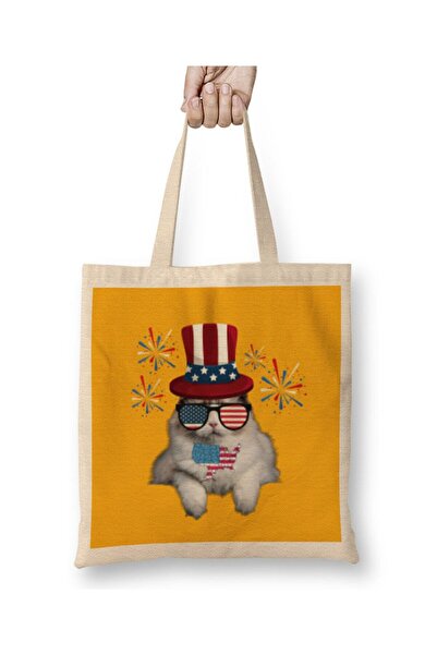 dekado CAT 4th Of july Gift Independence Day Cloth Bag Long Handle