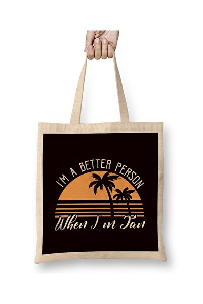 dekado Better Person Tan Sunshine Sun Summer Vacation Sunset Beach Tote Bag L...