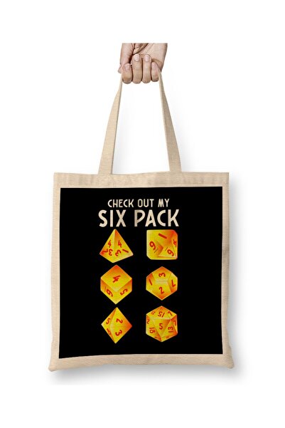 dekado Funny Check Out My Six Pack Dice Pun Tote Bag Long Handle