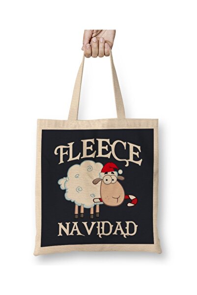 dekado Fleece Navidad Christmas Sheep Tote Bag Long Handle