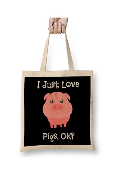 dekado حقيبة حفاضات لطيفة ومضحكة I Just Love Pigs OK Baby Pig بمقبض طويل