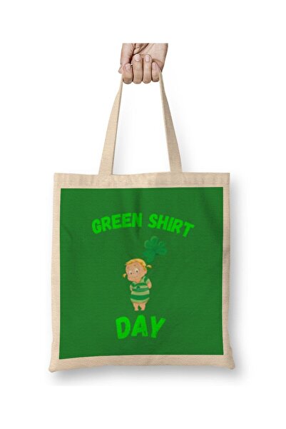 dekado Green Day 2022 يوم القميص الأخضر 2022 حقيبة قماش ذات مقبض طويل