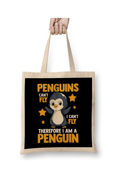 dekado Penguins Can't Fly And Therefore I Am A Penguin Tote Bag Long Handle