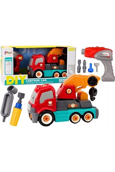 LeanToys Camion cu cârlig, desen animat, transformabil, macara portocalie DIY