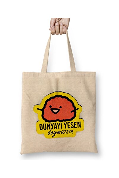 dekado Eat the World and Never Be Satisfied Cloth Bag Long Handle