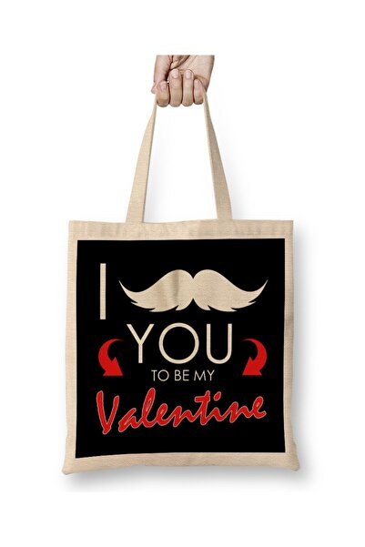 dekado Funny I Mustache You To Be My Valentine Cute Pun T Cloth Bag Long Handle
