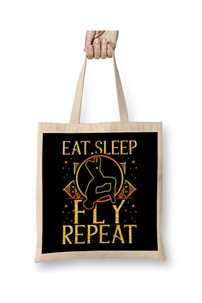 dekado حقيبة قماش من Eat Sleep Fly Repeat Aerial Yoga Silks بمقبض طويل