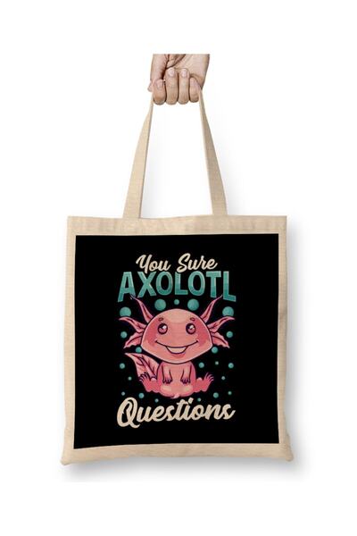 dekado حقيبة قماش Funny You Sure Axolotl أسئلة المشي على شكل سمكة بمقبض طويل