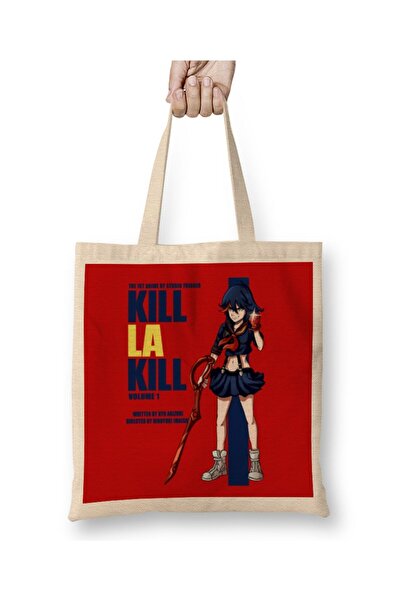 dekado Kill La Kill Kill يغطي حقيبة قماش حمراء بمقبض طويل