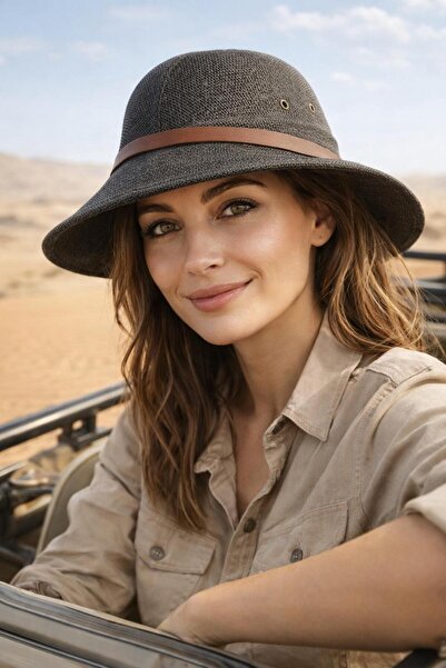 BALIENTE Μαύρο Premium Ψάθινο Γυναικείο Καπέλο Safari