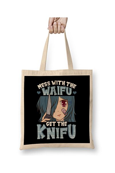 dekado حقيبة قماش لطيفة من Anime Mess With The Waifu Get The Knifu Girl بمقبض...