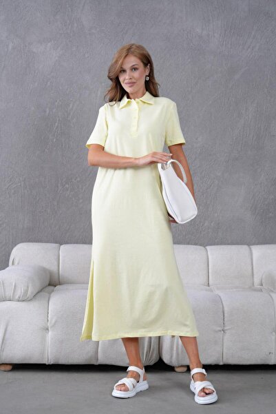 fuşyha butik Long Slit Polo Neck Dress