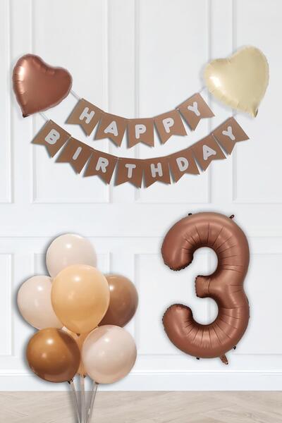 PEKSHOP Σετ διακοσμητικών για πάρτι γενεθλίων 3 ετών Σετ αλυσίδας μπαλονιών σ...