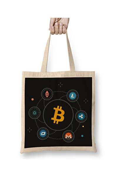Generic Brand Crypto Love Support Bitcoin Crypto Cloth Bag Long Handle