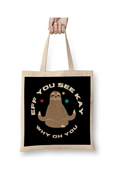dekado Eff You See Kay Why Oh You YOGA LOVER حقيبة قماش بمقبض طويل