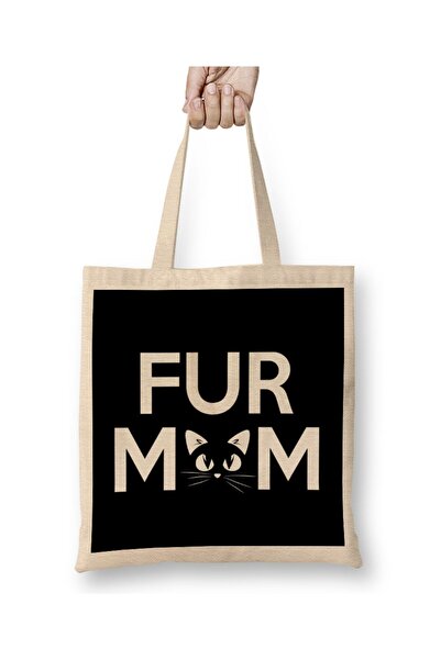 dekado Fur Mom Adorable Crazy Cat Lady Kitty Mama Tote Bag Long Handle