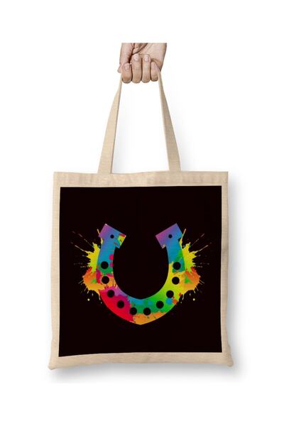 dekado Colorful Horseshoe Horse Fan Dressage Saddle Stable Gallop Tote Bag Lo...