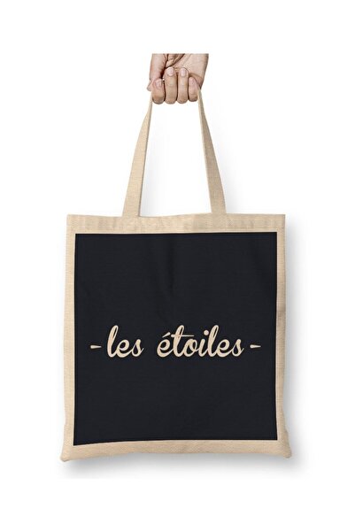 dekado حقيبة قماش بشعار The Stars Les Etoiles بمقبض طويل
