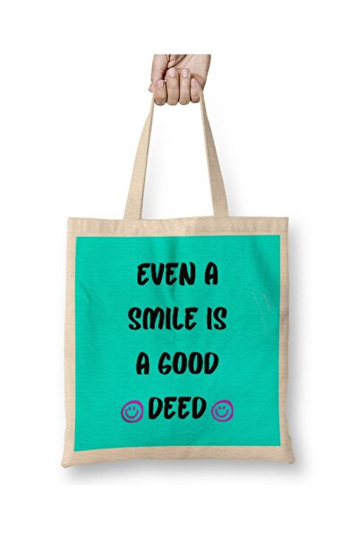 dekado حقيبة قماش هدية Happy Love من Smile Quotes بمقبض طويل