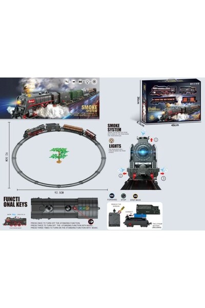 MADEJ Set cu tren, 48 de elemente, fum, lumină, sunet