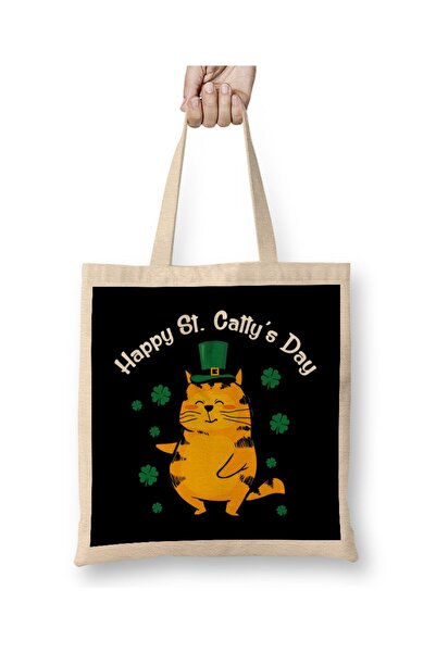 dekado حقيبة قماش لطيفة Happy St Catty s Day St Patrick s Day 2020 بمقبض طويل