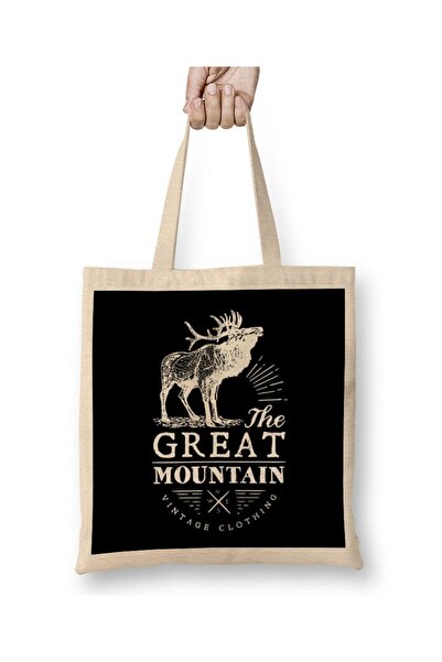Generic Brand Retro Animal Stag Great Mountain Vintage Clothing White Tote Ba...