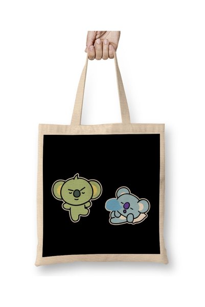 Generic Brand حقيبة قماش Bts Bt21 Koya vs Moya ذات مقبض طويل