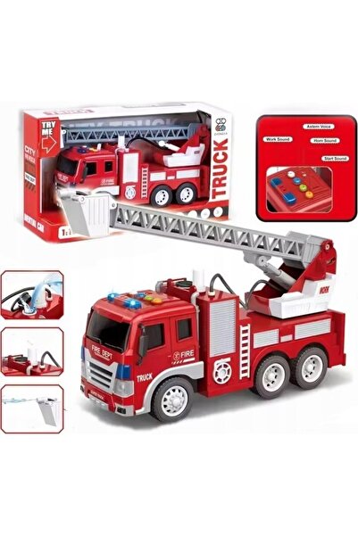 LeanToys Mașină de pompieri cu lance 1:16, lumini, sunete, apă, roșu