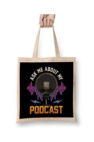 dekado Ask Me About My Podcast Cute Podcasters Tote Bag Long Handle