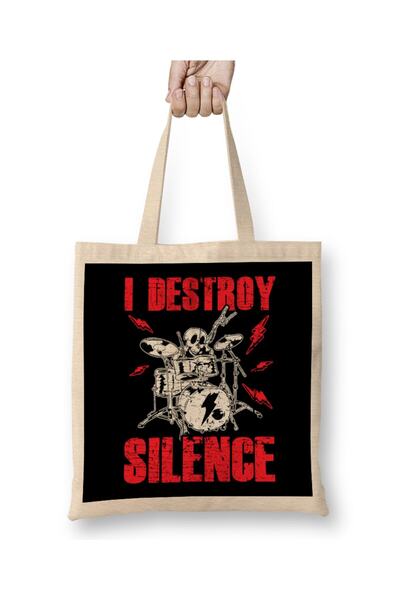 dekado Funny I Destroy Silence Drummer Awesome Drumming Cloth Bag Long Handle