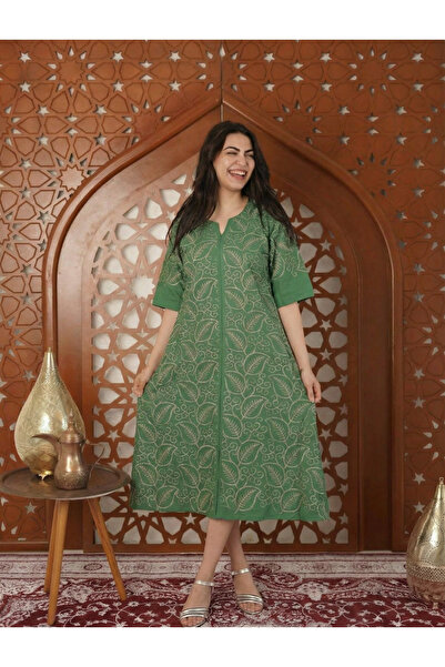 AFandina Midi Jalabiya with Fully Embroidered Details – a Touch of Luxury