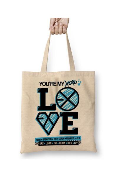 Generic Brand حقيبة قماش Exo Xoxo Love بمقبض طويل