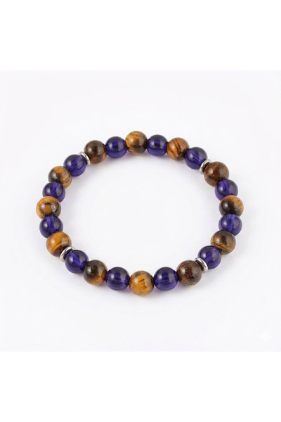 OEM Bratara energetica, pietre naturale semipretioase, cu ochi de tigru, unis...