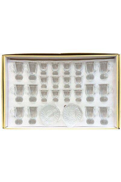 ALQANNAS 36-Piece Set of Crystal Tea Glasses, Coffee Cups, and Saucers | High...