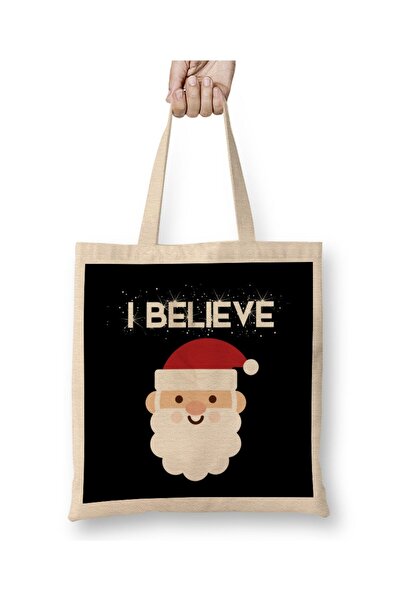 dekado I Believe In Santa Claus Funny Christmas Tote Bag Long Handle