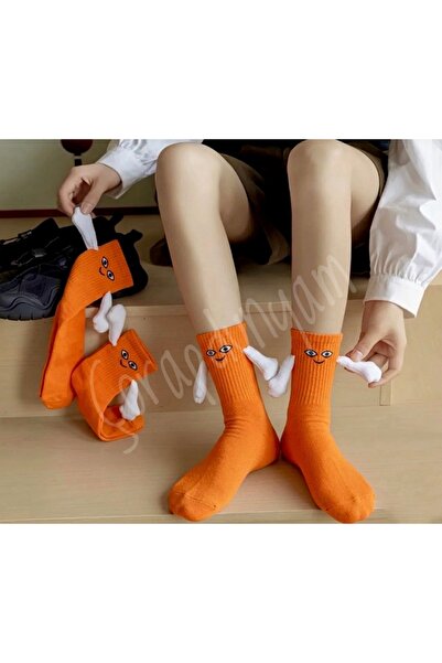 çorapdunyam 1 ζευγάρι λευκές κάλτσες με μαγνήτες που κρατιούνται χέρι-χέρι, α...