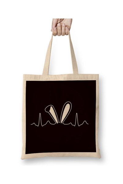 dekado حقيبة قماش هدية لمهرجانات صيد البيض من Bunny Pulse Rate ذات مقبض طويل
